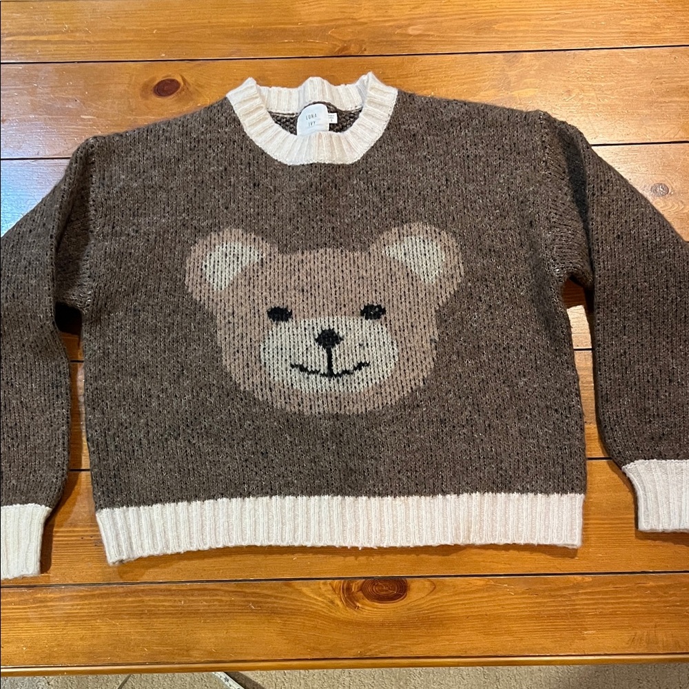 Luna Ivy /Anthropologie Teddy Bear Brown Sweater Size S EUC - Picture 1 of 11